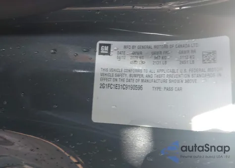 2012 Chevrolet Camaro 2Lt z USA, uszkodzony, nr VIN 2G1FC1E31C9190596